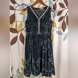 Elegant Velvet Dark Green Dress